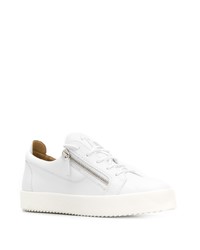 weiße Leder niedrige Sneakers von Giuseppe Zanotti