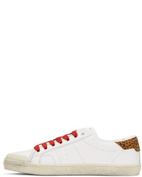 weiße Leder niedrige Sneakers von Saint Laurent