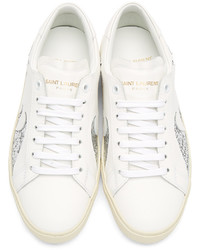 weiße Leder niedrige Sneakers von Saint Laurent