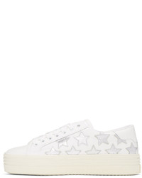 weiße Leder niedrige Sneakers von Saint Laurent