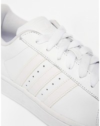 weiße Leder niedrige Sneakers von adidas