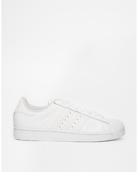 weiße Leder niedrige Sneakers von adidas