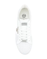 weiße Leder niedrige Sneakers von Philipp Plein