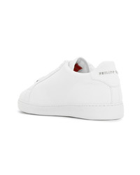 weiße Leder niedrige Sneakers von Philipp Plein