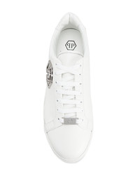 weiße Leder niedrige Sneakers von Philipp Plein