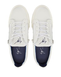 weiße Leder niedrige Sneakers von Giuseppe Zanotti