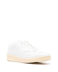 weiße Leder niedrige Sneakers von Jil Sander