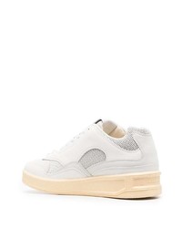 weiße Leder niedrige Sneakers von Jil Sander