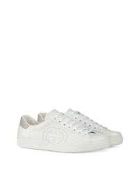 weiße Leder niedrige Sneakers von Gucci