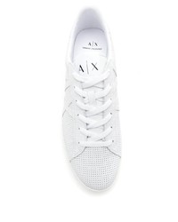 weiße Leder niedrige Sneakers von Armani Exchange