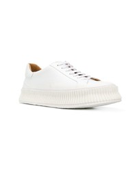 weiße Leder niedrige Sneakers von Jil Sander