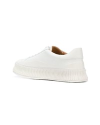 weiße Leder niedrige Sneakers von Jil Sander