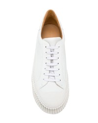 weiße Leder niedrige Sneakers von Jil Sander