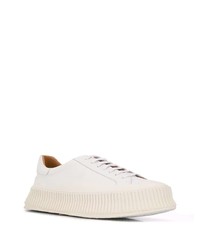 weiße Leder niedrige Sneakers von Jil Sander