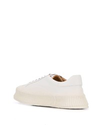 weiße Leder niedrige Sneakers von Jil Sander