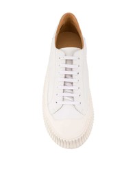 weiße Leder niedrige Sneakers von Jil Sander