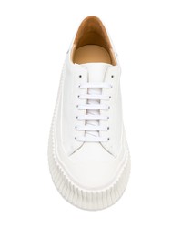 weiße Leder niedrige Sneakers von Jil Sander