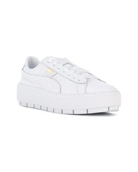 weiße Leder niedrige Sneakers von Puma