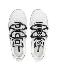 weiße Leder niedrige Sneakers von Dolce & Gabbana