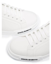 weiße Leder niedrige Sneakers von Dolce & Gabbana