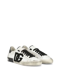 weiße Leder niedrige Sneakers von Dolce & Gabbana