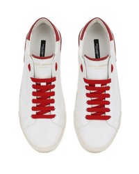 weiße Leder niedrige Sneakers von Dolce & Gabbana