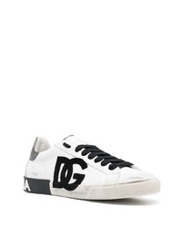 weiße Leder niedrige Sneakers von Dolce & Gabbana