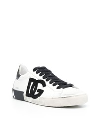 weiße Leder niedrige Sneakers von Dolce & Gabbana