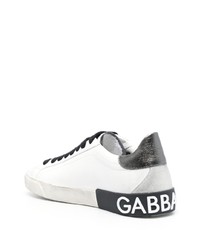 weiße Leder niedrige Sneakers von Dolce & Gabbana