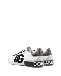 weiße Leder niedrige Sneakers von Dolce & Gabbana