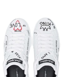 weiße Leder niedrige Sneakers von Dolce & Gabbana