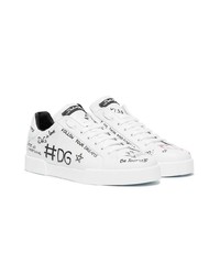 weiße Leder niedrige Sneakers von Dolce & Gabbana