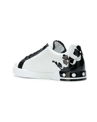 weiße Leder niedrige Sneakers von Dolce & Gabbana