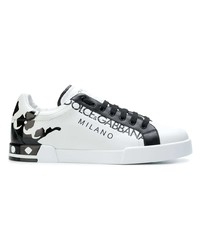 weiße Leder niedrige Sneakers von Dolce & Gabbana