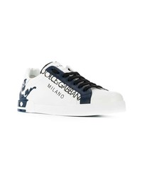 weiße Leder niedrige Sneakers von Dolce & Gabbana