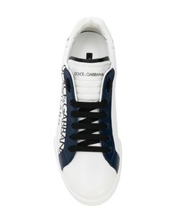 weiße Leder niedrige Sneakers von Dolce & Gabbana