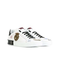 weiße Leder niedrige Sneakers von Dolce & Gabbana