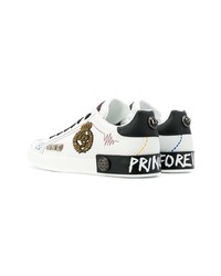 weiße Leder niedrige Sneakers von Dolce & Gabbana