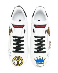 weiße Leder niedrige Sneakers von Dolce & Gabbana