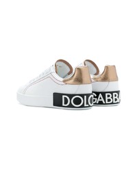 weiße Leder niedrige Sneakers von Dolce & Gabbana