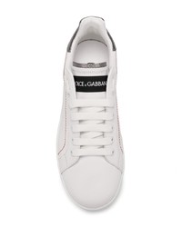 weiße Leder niedrige Sneakers von Dolce & Gabbana