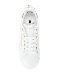 weiße Leder niedrige Sneakers von Dolce & Gabbana