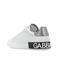 weiße Leder niedrige Sneakers von Dolce & Gabbana