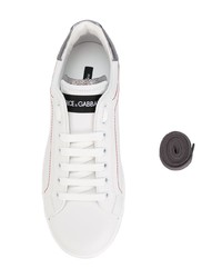 weiße Leder niedrige Sneakers von Dolce & Gabbana