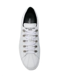 weiße Leder niedrige Sneakers von Balmain