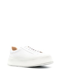 weiße Leder niedrige Sneakers von Jil Sander