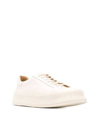 weiße Leder niedrige Sneakers von Jil Sander