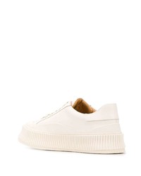 weiße Leder niedrige Sneakers von Jil Sander