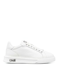 weiße Leder niedrige Sneakers von Roberto Cavalli