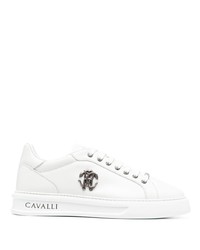 weiße Leder niedrige Sneakers von Roberto Cavalli